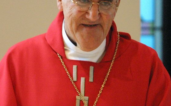 Mexican Cardinal Javier Lozano Barragán died in Rome April 20, 2022, at the age of 89. He is pictured during Mass celebrated at the U.S. bishops' headquarters in Washington Sept. 16, 2002. (CNS photo by Bob Roller)