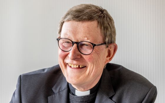 German Cardinal Rainer Maria Woelki of Cologne smiles during a news conference in Cologne May 2, 2022. (CNS photo/Theo Barth, KNA)