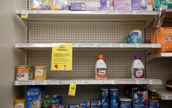 Empty shelves seen at a CVS store in San Antonio May 10 illustrate the national shortage of baby formula. (CNS/Reuters/Kaylee Greenlee Beal)