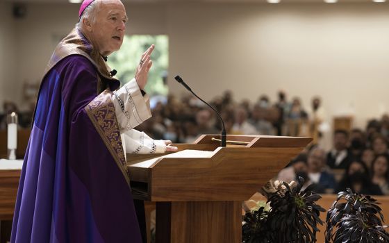 Bishop Robert McElroy of San Diego leads the Rite of Election at Good Shepherd Church March 6. He was among the new cardinals named by Pope Francis May 29. (CNS/Diocese of San Diego/Howard Lipin)