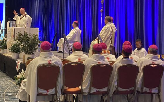 Bishops and priests are seen during the June 23 opening Mass of the "Alive in Christ: Young, Diverse, Prophetic Voices Journeying Together" national multicultural gathering in Chicago. (CNS/Courtesy U.S. Conference of Catholic Bishops)