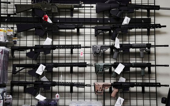 AR-15 style rifles are displayed for sale at a gun store April 12, 2021, in Oceanside, California. (CNS/Reuters/Bing Guan)