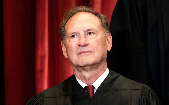 U.S. Supreme Court Justice Samuel Alito Jr. is seen as part of a group photo of the justices April 23, 2021, at the Supreme Court in Washington. (CNS/Erin Schaff, Pool via Reuters)