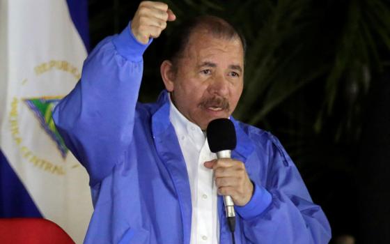 Nicaraguan President Daniel Ortega speaks during a meeting in Managua Nicaragua Nov. 8, 2018