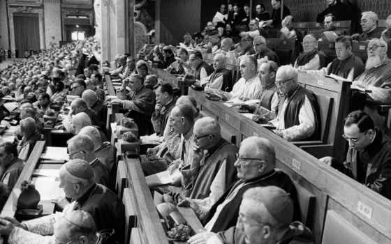 Bishops are pictured in a file photo during a Vatican II session inside St. Peter's Basilica at the Vatican. (CNS file photo)