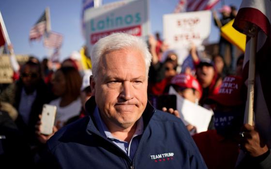 Matt Schlapp with election signs behind him.