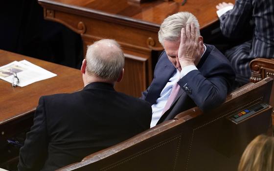 Rep. Kevin McCarthy, R-Calif., sits after the 13th round of voting for speaker in the House chamber as the House meets for the fourth day to elect a speaker and convene the 118th Congress Jan. 6 in Washington. (AP photo/Andrew Harnik)