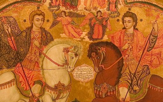 An icon of Sts. Sergius and Bacchus is seen at Mar Sarkis monastery in Maaloula, Syria. (Wikimedia Commons/Iyad Al Ghafari)