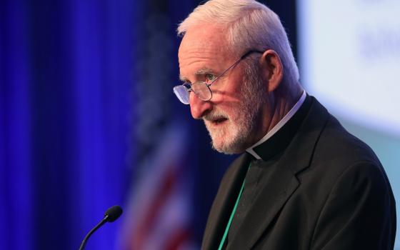 Los Angeles Auxiliary Bishop David G. O'Connell is pictured during a Nov. 17, 2021, session of the fall general assembly of the U.S. Conference of Catholic Bishops in Baltimore. According to local news reports, he was fatally shot Feb. 18, 2023. 