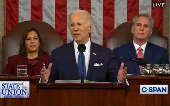 President Joe Biden speaks to the nation during the State of the Union address Feb. 7, 2023.