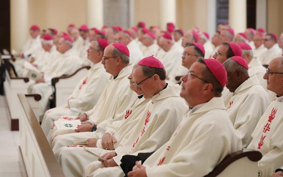Bishops attend Mass at the Basilica of the National Shrine of the Assumption of the Blessed Virgin Mary Nov. 14, 2022, on the first day of the fall general assembly of the U.S. Conference of Catholic Bishops in Baltimore. (CNS/Bob Roller)