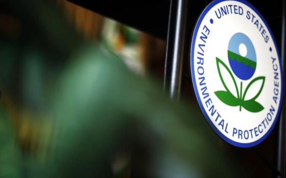 The U.S. Environmental Protection Agency's sign is seen on the podium at EPA headquarters in Washington July 11, 2018. The EPA proposed the first federal limits on "forever chemicals" in drinking water March 14, a move the Biden administration said will save thousands of lives and prevent some serious illnesses attributed to exposure to these chemicals over time. (OSV News/Reuters/Ting Shen)