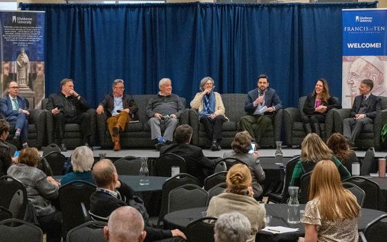 The "Francis at 10: A Papacy of Possibilities" conference at St. Ambrose University in Davenport, Iowa, concludes on March 18 with a panel of all eight keynote speakers. (Courtesy of St. Ambrose University)