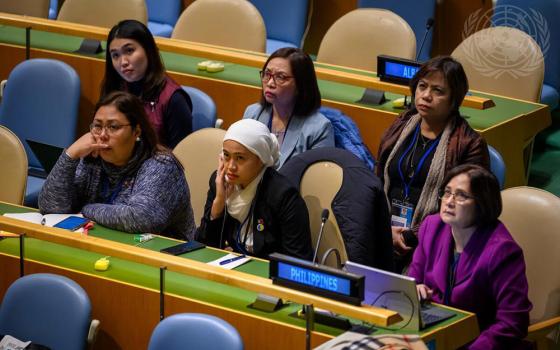 Delegates attend a meeting of the 67th session of the Commission on the Status of Women, held March 6-17 at the United Nations in New York. (UN photo)