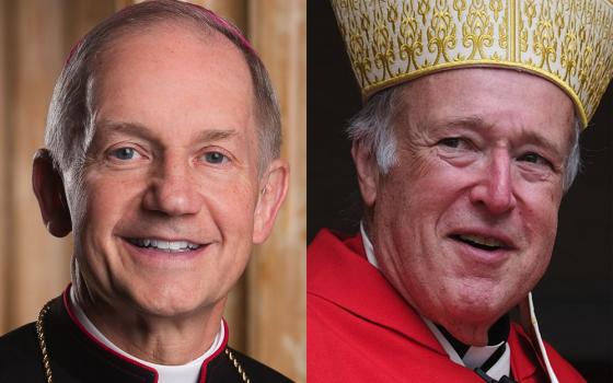 Left: Bishop Thomas Paprocki of Springfield, Illinois (CNS/Courtesy of Springfield Diocese); right: Cardinal Robert W. McElroy of San Diego (CNS/David Maung)