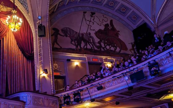 A photo from early 2020 shows the interior of the Bernard B. Jacobs Theatre in New York City. Currently, in 2023, the Broadway theater is showing the musical "Parade." (Wikimedia Commons/Eden, Janine and Jim)