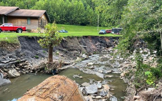 Destruction left by floodwaters is seen in Letcher County, Ky., Aug. 23, 2022. 