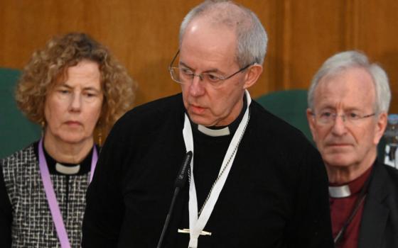 Anglican Archbishop Justin Welby of Canterbury, England, attends the General Synod 2023 in London Feb. 9. Anglican leaders in the Global South rejected the authority of Archbishop Welby after he led the synod in allowing the clergy to bless same-sex civil marriages and offer additional prayers for such occasions. (OSV New/Toby Melville, Reuters)