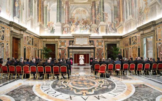 ope Francis speaks to a delegation from the the Organization of Catholic Universities of Latin America and the Caribbean during a meeting at the Vatican May 4, 2023. (CNS photo/Vatican Media)