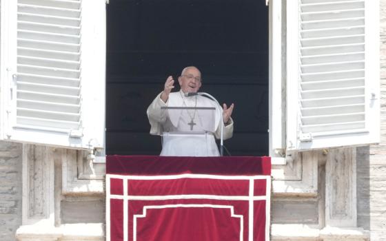 Pope Francis delivers the Regina Coeli noon prayer in St. Peter's Square at the Vatican, Sunday, May 21, 2023. (AP Photo/Gregorio Borgia)