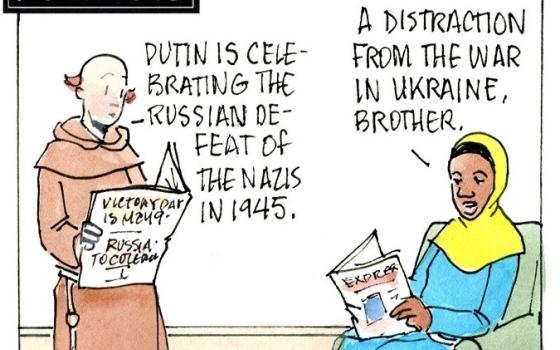 Brother Leo reads the news from Russia.