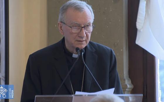 Cardinal Pietro Parolin, Vatican secretary of state, speaks in this screen capture of Vatican video from an event sponsored by the Embassy of Italy to the Holy See, Dec. 13, 2022 in Rome. (CNS photo/Vatican Media)