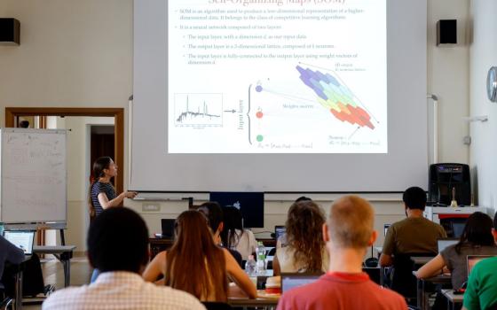 Students participating in the Vatican Observatory Summer School attend a lecture on data interpretation at the Specola Vaticana, the Vatican Observatory, in Albano Laziale, Italy, June 20, 2023.