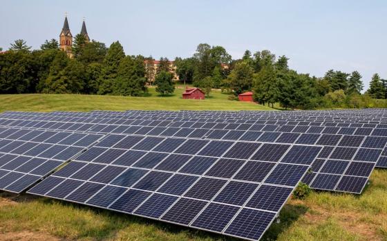 Solar panels are seen on the campus of St. Meinrad Archabbey and its seminary in Spencer County, Indiana, Sept. 11, 2021. (CNS/Courtesy of Saint Meinrad Archabbey via The Criterion)