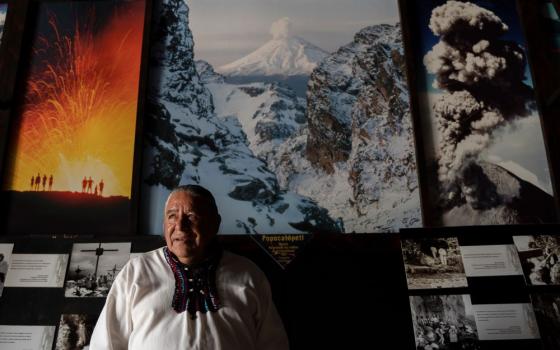 Moises Vega gives an interview at the Volcano Museum in Amecameca, Mexico, near the Popocatépetl volcano, Sunday, June 11, 2023.