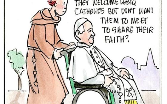 Francis, the comic strip: Francis and Leo talk about welcoming LGBTQ Catholics.