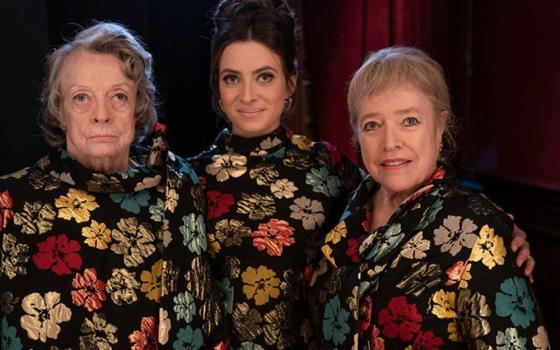 Maggie Smith as Lily Fox, Agnes O'Casey as Dolly and Kathy Bates as Eileen Dunne appear at the Ballygar All Stars Talent Show in "The Miracle Club." (Courtesy of Sony Pictures Classics/Jonathan Hession) 