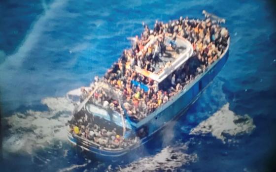 This undated handout image provided by Greece's coast guard shows scores of people on the Adrianba, a battered fishing boat that capsized and sank off southern Greece June 13.