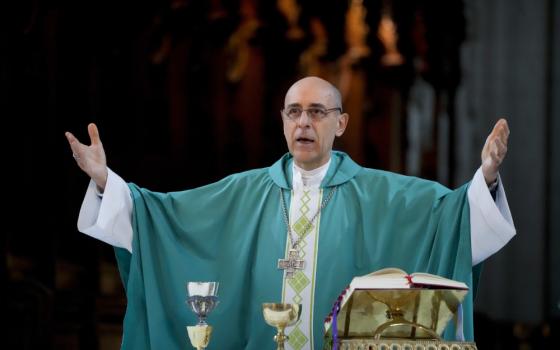 Monsignor Victor Manuel Fernandez, archbishop of La Plata, officiates Mass at the Cathedral in La Plata, Argentina, Sunday, July 9, 2023. Fernandez was appointed by Pope Francis to head the Holy See's Dicastery for the Doctrine of the Faith at the Vatican. (AP Photo/Natacha Pisarenko)