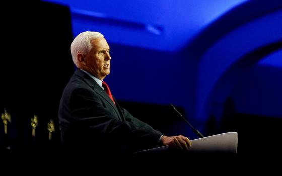 Former Vice President Mike Pence, a Republican presidential candidate, speaks June 23 at the Faith and Freedom Coalition's "Road to Majority" conference in Washington. Pence addressed Catholics gathered for the Napa Institute July 27 in Napa, California. (OSV News/Reuters/Elizabeth Frantz)