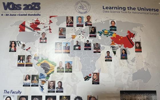A map of the 27 students representing 20 countries participating in the 2023 Vatican Observatory Summer School (EarthBeat photo/Christopher White)