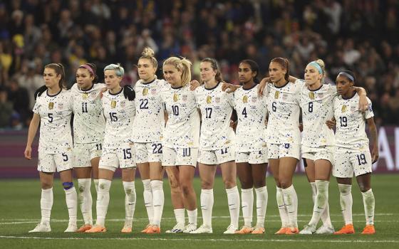 The U.S. team reacts during a penalty shootout during the Women's World Cup round of 16 soccer match between Sweden and the United States in Melbourne, Australia, Aug. 6. (AP/Hamish Blair)