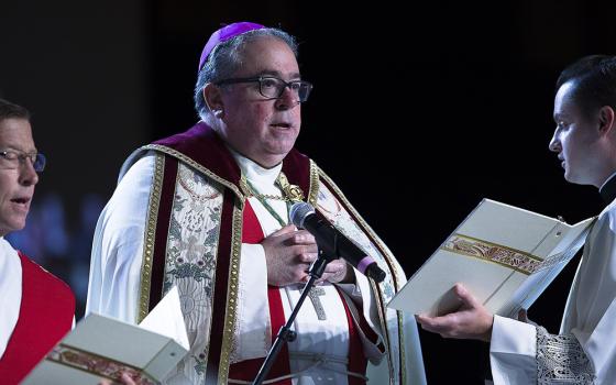 Bishop Michael Olson of Fort Worth, Texas, leads morning prayer in a file photo from Sept. 21, 2018. (OSV News/CNS/Tyler Orsburn)