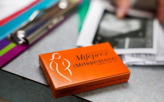 Mifepristone, the first medication in a chemical abortion, is prepared for a patient at Alamo Women's Clinic in Carbondale, Ill., April 20, 2023. The Justice Department and the manufacturer of an abortion drug asked the U.S. Supreme Court Sept. 8 to overturn a lower court ruling that would limit access to the drug, setting the stage for the high court to weigh in on the future of the drug's availability. (OSV News photo/Evelyn Hockstein)