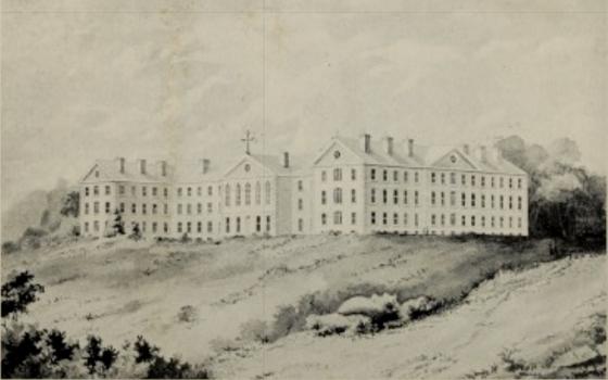 Drawing of Woodstock College in Woodstock, Maryland, in 1871 (Wikimedia Commons/Jesuit Archives)