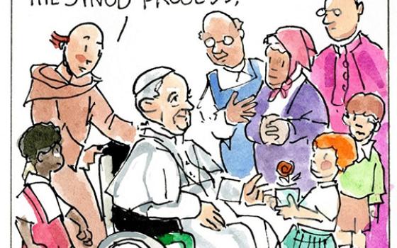Francis, the comic strip: For Francis, the synod is a journey.