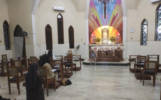 Sisters of various congregations take turns to pray for peace in the adoration chapel, opposite St. Mary's Basilica Cathedral, for a solution to the liturgical dispute in Kerala, southern India. (Thomas Scaria)