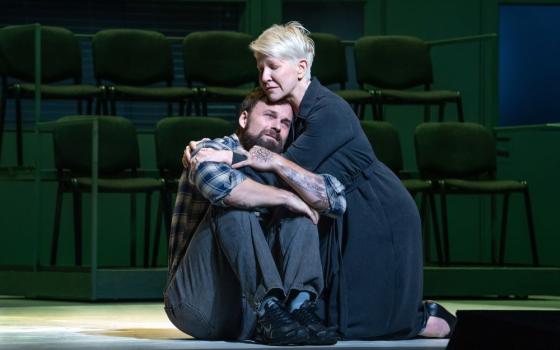 Ryan McKinny portrays inmate Joseph De Rocher and Joyce DiDonato portrays Sr. Helen Prejean in Jake Heggie's "Dead Man Walking." The opera made its Met debut Sept. 26.(Met Opera/Karen Almond)