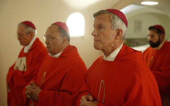 Bishop Joseph Strickland of Tyler, Texas, and other U.S. bishops concelebrate Mass in the crypt of St. Peter's Basilica Jan. 20, 2020, during their "ad limina" visits to the Vatican. The Holy See Press Office announced Nov. 11, 2023, that Pope Francis has "relieved" Bishop Strickland from the pastoral governance of the Diocese of Tyler. (OSV News/CNS file photo, Paul Haring)