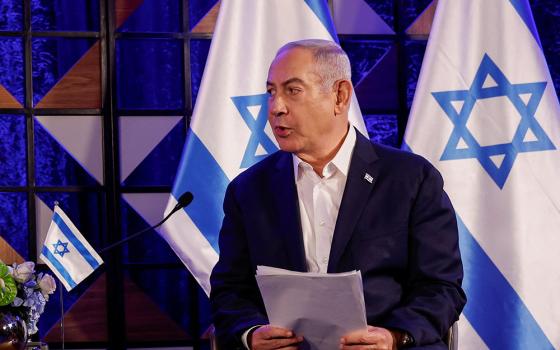 Israeli Prime Minister Benjamin Netanyahu is seen during a meeting with U.S. President Joe Biden in Tel Aviv, Israel, Oct. 18. (OSV News/Reuters/Evelyn Hockstein)