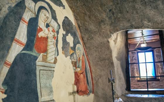 The grotto at the Sanctuary of Greccio, Italy, where St. Francis of Assisi set up a live Nativity scene in 1223 (Wikimedia Commons/MonDoMD)