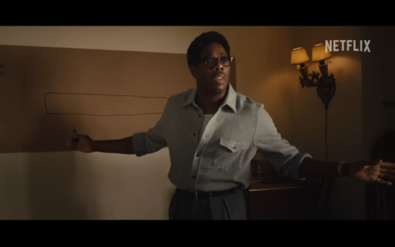 Colman Domingo portrays Bayard Rustin, the civil rights activist and chief organizer of the Aug/ 28, 1963, March on Washington. The biopic "Rustin" is streaming on Netflix. (NCR screengrab/Netflix)