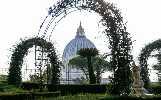 The dome of St. Peter's Basilica can be seen in the background of this photograph taken in the Vatican Gardens Oct. 5, 2023. (CNS/Lola Gomez)