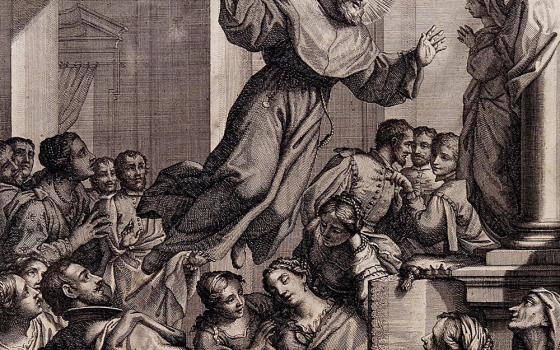 St. Joseph of Cupertino is depicted levitating in an 18th-century engraving by G.A. Lorenzini. (Wellcome Collection)