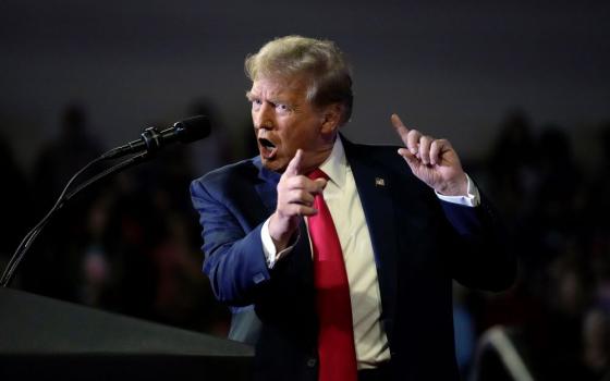 Republican presidential candidate former President Donald Trump speaks at a Get Out The Vote rally at Coastal Carolina University in Conway, S.C., on Feb. 10. (RNS/AP/Manuel Balce Ceneta)