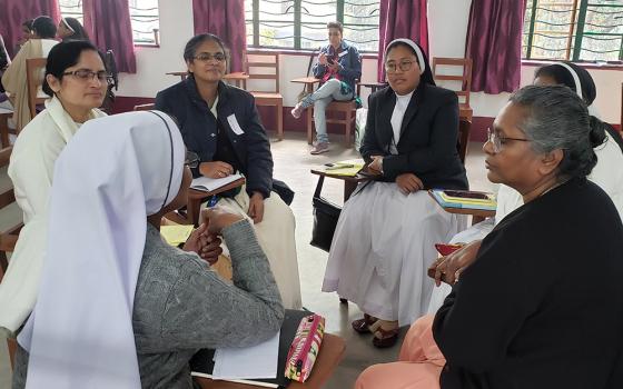 Participants join a group discussion during the Jan. 19-21 training on the Grievance Redressal Cell launched by the Conference of Religious Women India, at the Jesuits' Dhyan Ashram Retreat Centre in the eastern Indian city of Kolkata. (Courtesy of Elsa Muttathu)